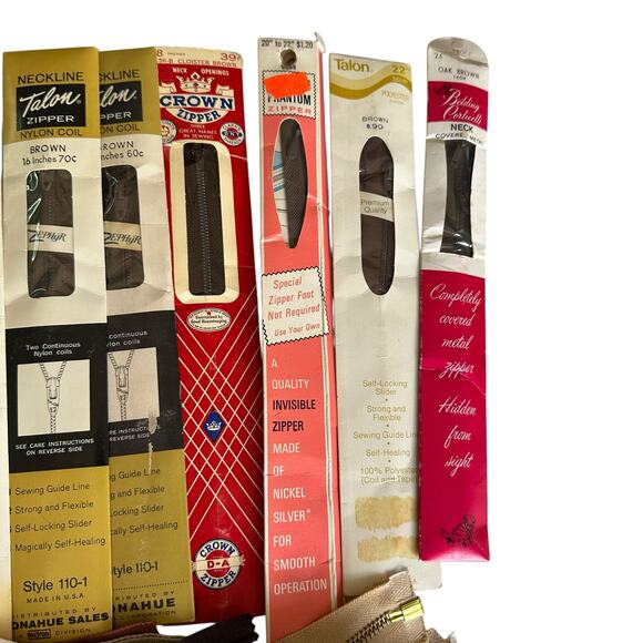 Vintage Brown Zippers LOT of 25 Various Styles and Sizes - Picture 4 of 9